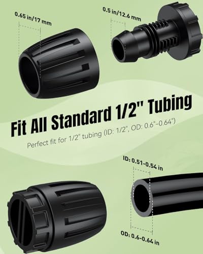 Pawfly 10 Pcs 1/2" Irrigation End Cap for 1/2" Irrigation Tubing (1/2" ID x 0.64" OD), 1/2" Drip Irrigation Fittings with Lock Nuts, Barbed Drip Tubing Connectors for Garden Irrigation System - size: 10pcs 1/2" Nut Plug
