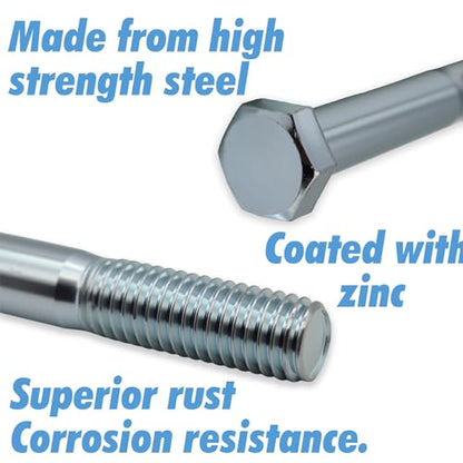 5 Pack Grade 2 Shear Bolts 1/2" x 3-1/2" Kit with Nylock Nuts,Heavy-Duty Rotary Cutter Replacement