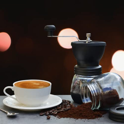 Mixpresso Manual Coffee Grinder, Ceramic Burr Hand Grinder with Glass Jars - style: Manual Grinder