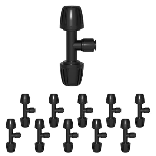 MIXC 1/2" Drip Irrigation Fittings 3-Way Barbed Tee 10 Pack - size: 3-Way 1/2" to 1/4" Barbed Tee