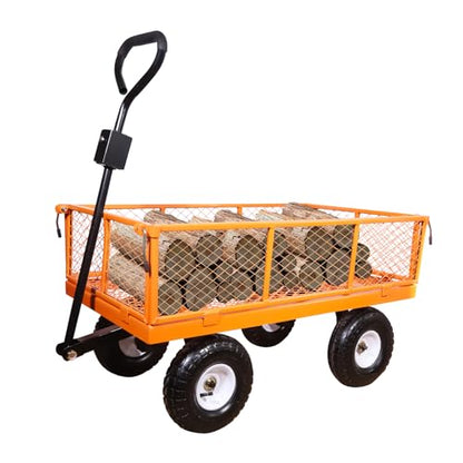 AAIN 1000 lb Metal Garden Cart, Removable Mesh Sides