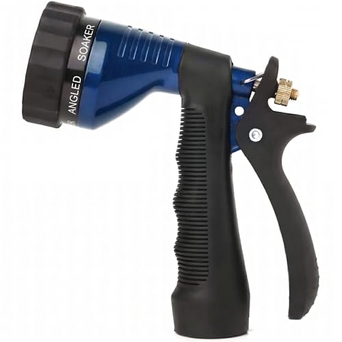 GREEN MOUNT Water Hose Nozzle Spray Nozzle, Metal Garden Hose Nozzle with Adjustable Spray Patterns - color: Blue