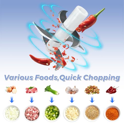 Tiiyee Electric Garlic Chopper, 350ML Mini Portable Mincer Masher 6 Blade