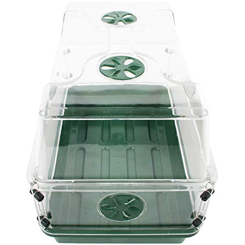 EarlyGrow 93763 Medium Seed and Herb Domed Propagator with Vented Side Height Extension, Green - size: Medium with 1 Height Extender