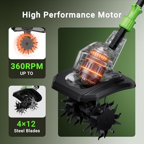 20V Cordless Electric Tiller for Gardening and Soil Preparation