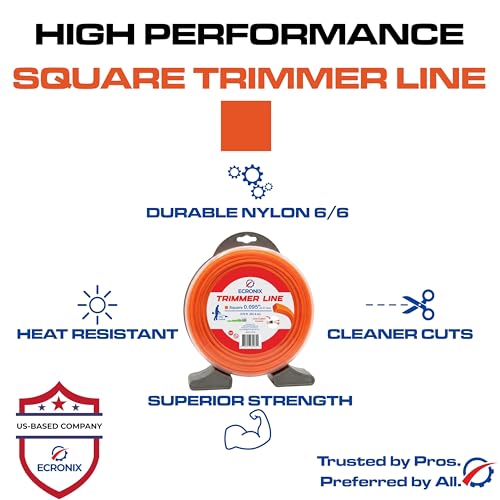 155 1lb Square Trimmer Line, Industrial Weed Eater String - size: 1 LB - .155" - 97 ft