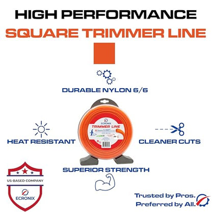 155 1lb Square Trimmer Line, Industrial Weed Eater String - size: 1 LB - .155" - 97 ft