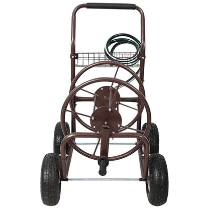Expressions Heavy Duty Hose Reel Cart with Wheels 250 Ft Hose Capacity Metal Caddie for Lawn Care
