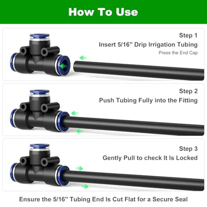 5/16 Inch Drip Irrigation Tee Connectors, Barbed T Fittings for 5/16" Tubing, Quick-Install Leak-Resistant Splitters for Garden & Drip Irrigation Systems, 15 Pack - style: 5/16 Inch Tee Connectors