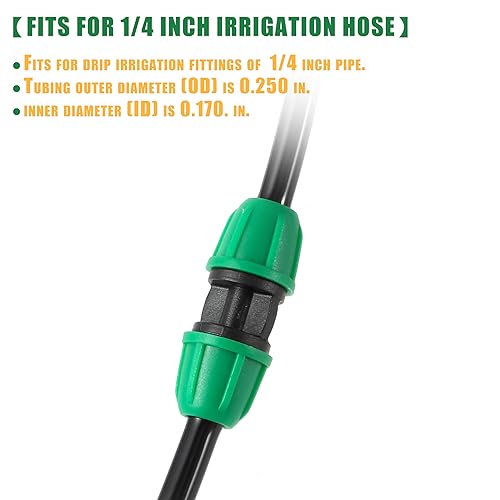 25Pcs 1/4 inch Drip Irrigation Coupling Fittings,Green - color: Green-Coupling