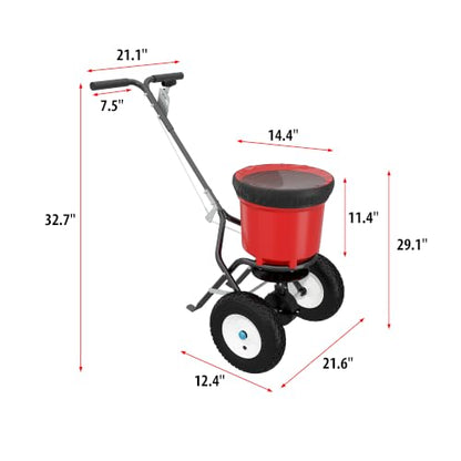MOUMON 50LBS Push Broadcast Fertilizer Spreader, Walk-Behind Garden Seeder