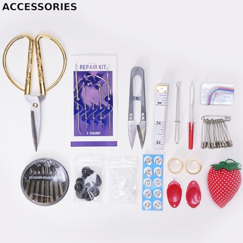 Wooden Sewing Kit Box, Wooden Sewing Box with Sew Kit Accessories - color: Retro Tower