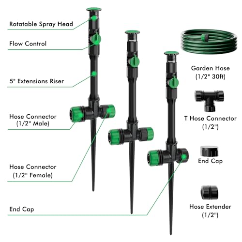 RESTMO Above Ground Sprinkler System,Irrigation Sprinklers for Yard,Green - color: Green