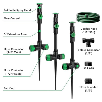 RESTMO Above Ground Sprinkler System,Irrigation Sprinklers for Yard,Green - color: Green