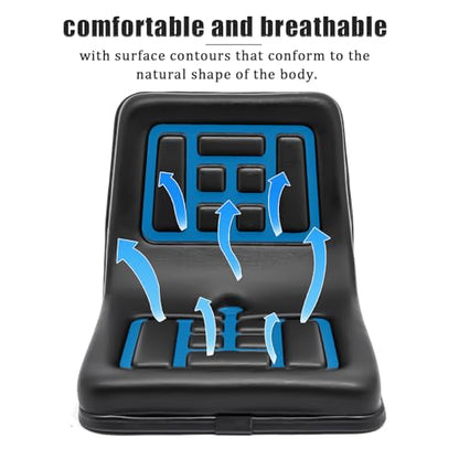 Universal Tractor Seat - Adjustable PVC Leather, High Back Replacement for Tractors, Forklifts, Riding Mowers - Ergonomic Design, High Compatibility, Black