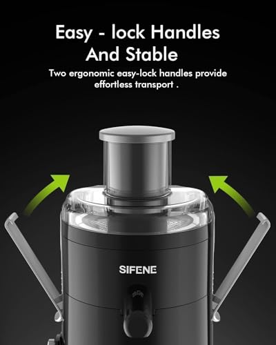 SIFENE 350W Compact Centrifugal Juicer Machine, 2.5" Chute, 3-Speed, Black - color: Black