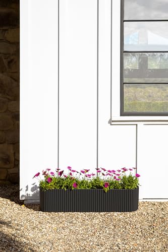 Veradek Demi Series Window Box Planter - Round Outdoor Planter - color: Black, size: 36 inch - 2 Pack