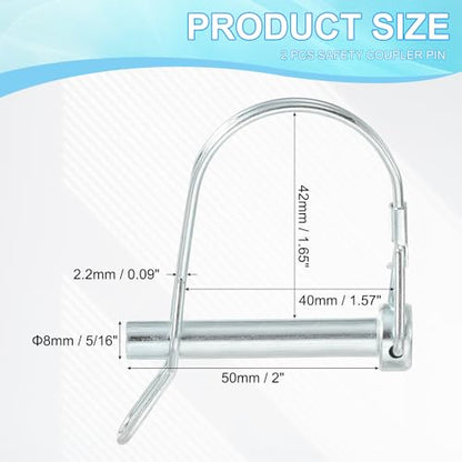 PATIKIL Shaft Locking Pin W Ear 1/4x2-3/16x1.65"(D*L*IW), 2 Pcs Safety Coupler Pin Pto Pin Round Arch Wire Retainer and Ear for Farm Trailer Tractor Truck Boat Towing (6x55x42mm) - size: 1/4x2-3/16x1.65"(D*L*IW)