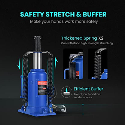 SPECSTAR Pneumatic Air Hydraulic Bottle Jack with Manual Hand Pump 20 Ton - color: Blue