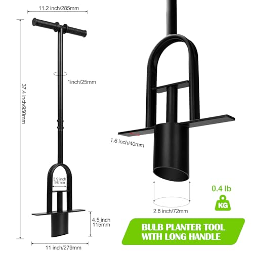 Bulb Planter Tool 34 Inch Standing, No Bend Long Handle