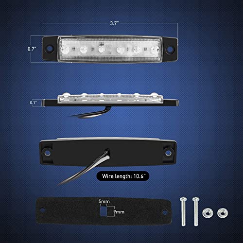Nilight 10PCS 3.8" 6LED White LED Indicator Clearance Marker Lights - color: 3.8" White 10Pcs