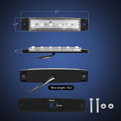 Nilight 10PCS 3.8" 6LED White LED Indicator Clearance Marker Lights - color: 3.8" White 10Pcs