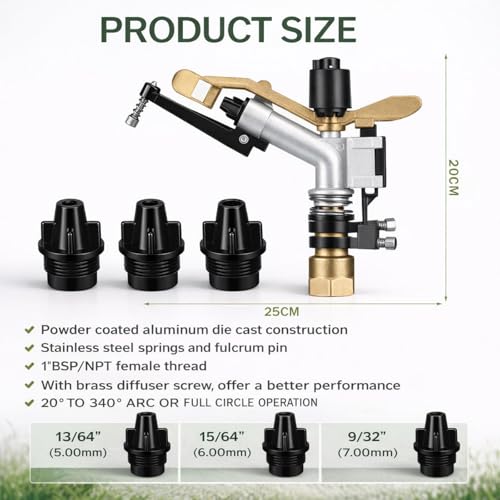 Maxcheck 2 Pcs 1" Agriculture Farm Irrigation Sprinkler, Spray Gun Heads - size: 1"
