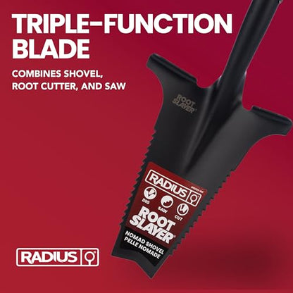 Root Slayer RS223 Nomad Garden Spade, Serrated Edge, Black - color: Black, size: Medium