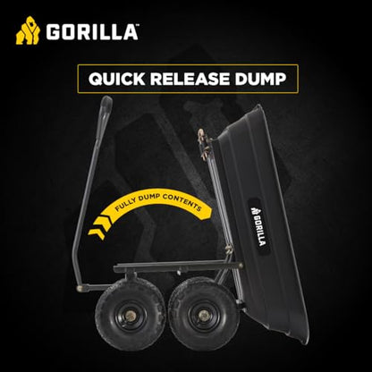 Gorilla Carts Poly Dump Cart, 600 lb. Capacity, 4 Cu ft, Quick Release Dump - size: 4-Cubic Feet, style: Pneumatic