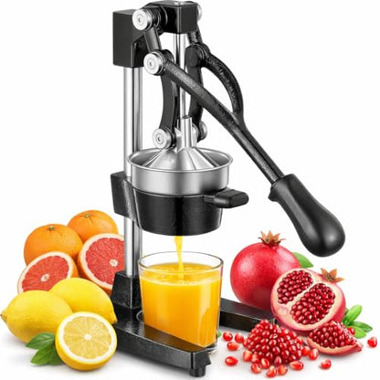 Cast Iron Juicer Hand Press Heavy Duty, Orange Juicer - color: Black