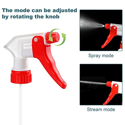 Trigger Spray Nozzles 6 Pack, Adjustable Leakproof Replacement Heads | Plastic Heavy Duty Sprayer, Spray Heads for Universal Plastic Bottles - color: Red