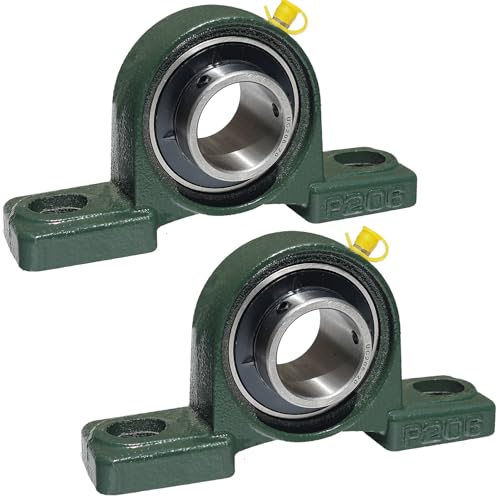 2 Pack UCP206-20 Pillow Block Bearing - 1-1/4 Inch Mounted Pillow Block Bearings Solid Cast Iron Base - Self Alignment (UCP206) - style: UCP206-20