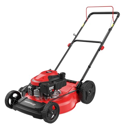 PowerSmart 21-Inch Gas Lawn Mower, 144cc 4-Cycle OHV Engine, Push Mower with Mulching & Side-Discharge, 6 Cutting Heights - size: 21-inch