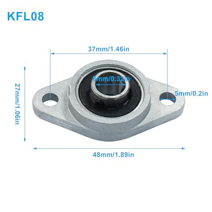 4 Pcs KFL08 Flanged Pillow Block Bearings, 8 mm Bore - size: KFL08