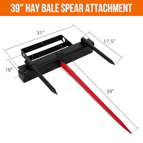 4000 Lb Hay Bale Spear Attachment for Skid Steer/Tractor Loader Bucket