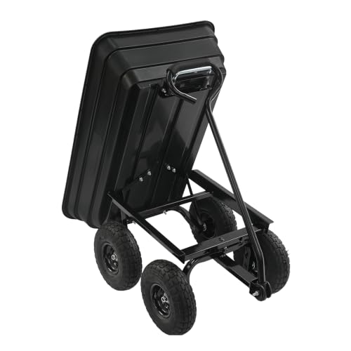 Heavy Duty Garden Cart with 90° Rotating Handle, 551lbs Capacity (Black) - color: Black