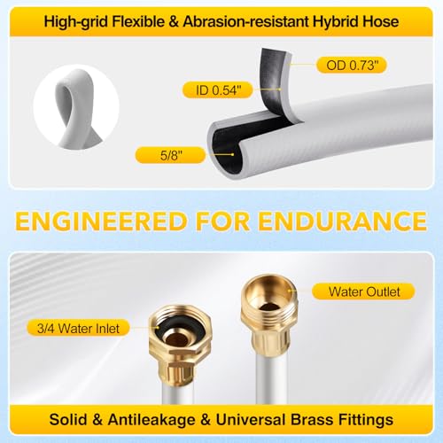 5/8" x 100 ft Retractable Garden Hose Reel, Heavy Duty Water Hose Reel - color: Yellow, size: 5/8in 100FT+6.5FT