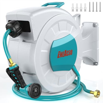 ENEACRO Retractable Garden Hose Reel 1/2"×100ft with Wall Mount