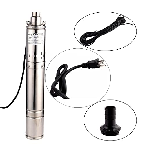 3.5 Inch Tube Stainless Steel Deep Well Pump 1HP Submersible Screw Well Pump 220-240V/60Hz Well Water Pump Max.Head 100m/328ft Flow 8GPM 90mm Well Pump for Home and Industrial Garden Agricultural - size: 1" 220-240V 60Hz 1HP