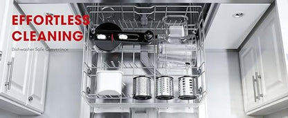Rotary Cheese Grater Hand Crank with Foldable Handle, Three Blades - color: White
