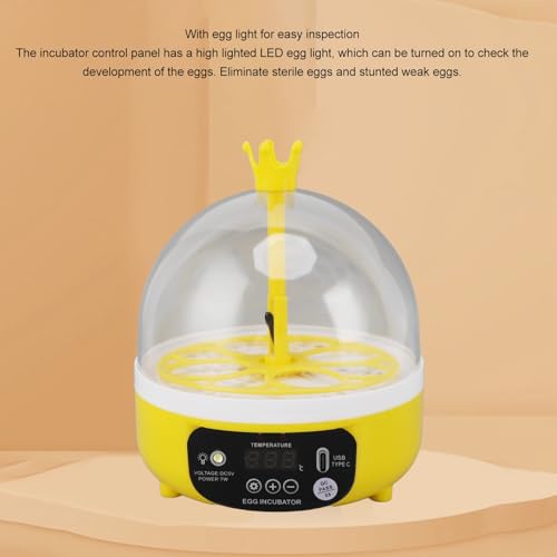 Luqeeg Mini Egg Incubator, Temperature Control Digital Incubators, 4 Eggs Candler Poultry Hatching Machine Eggs Poultry Hatching Machine for Chickens Ducks Pigeons (Auto Turning)