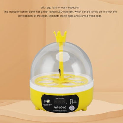 Luqeeg Mini Egg Incubator, Temperature Control Digital Incubators, 4 Eggs Candler Poultry Hatching Machine Eggs Poultry Hatching Machine for Chickens Ducks Pigeons (Auto Turning)