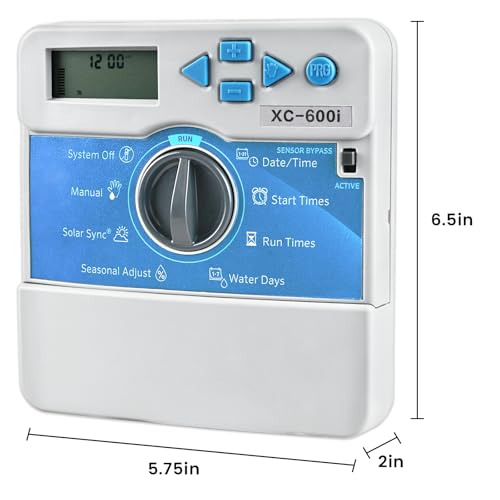 Compatible with Hunter X-Core XC600i Indoor Sprinkler Timer, 6 Zone Irrigation Controller, Indoor Lawn & Garden Watering System, Easy Program, No Wi-Fi Required