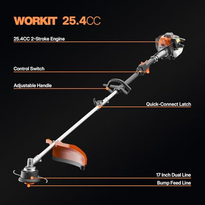 WORKIT 5-in-1 Gas Weed Eater 25.4CC Powerful 17" Grass Trimmer - size: 25.4cc-5 In 1