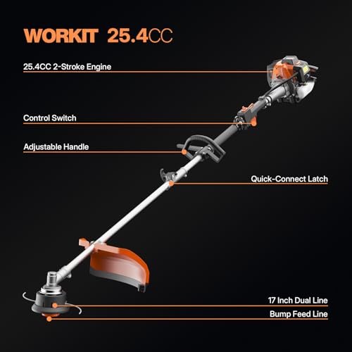 WORKIT 5-in-1 Gas Weed Eater & Trimmer 25.4CC 2-Cycle, 17" Cutting Path, - size: 5 IN 1-25.4CC