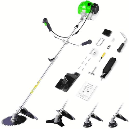 Gas Powered Weed Wacker 4 in 1, 58cc Brush Cutter, String Trimmer, Green - color: Green