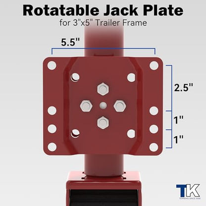 2000 lbs Swivel Trailer Jack, with 8" Upgraded Jack Wheel,13" Lift - color: Red