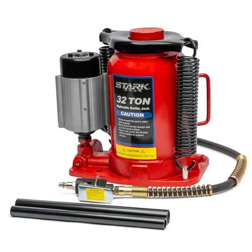 Stark USA 32-Ton Air Hydraulic Bottle Jack, 64,000 lb Capacity Low Profile Heavy Duty Manual & Air-Operated Bottle Jack with Handle for Trucks, Buses, RVs, Farm Equipment & Industrial Vehicles - size: 32 Ton Pneum Low Profile