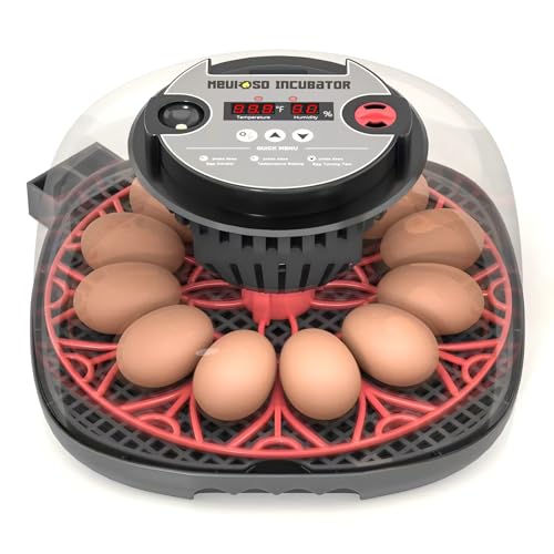 12-24 Egg Incubator incubators for Hatching Eggs | Humidity Display, Egg Candler, Automatic Egg Turner, for Hatching Chickens Duck Quail Parrot - color: Red