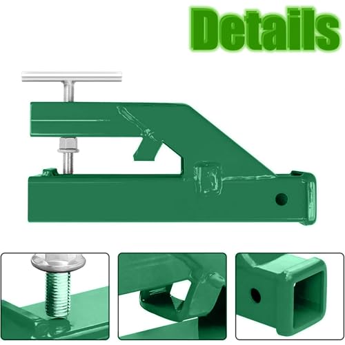 Clamp On Trailer Hitch Receiver 2 Inch Ball Mount Adapter for Tractor Bucket Fits All 2" Hook Inserts,Green